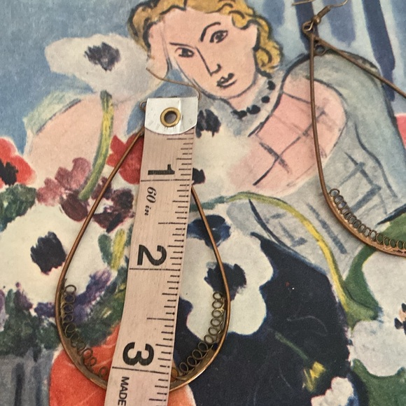 Vintage 90s Big Tear Drop Copper Toned Alloy Dangling Earring’s - Picture 4 of 5